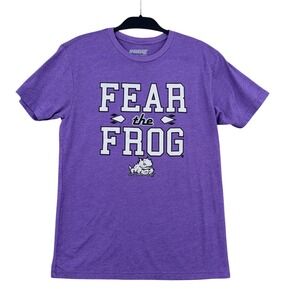 BreakingT Fear the Frog TCU Women Medium Cotton Blend Purple Graphic T-Shirt